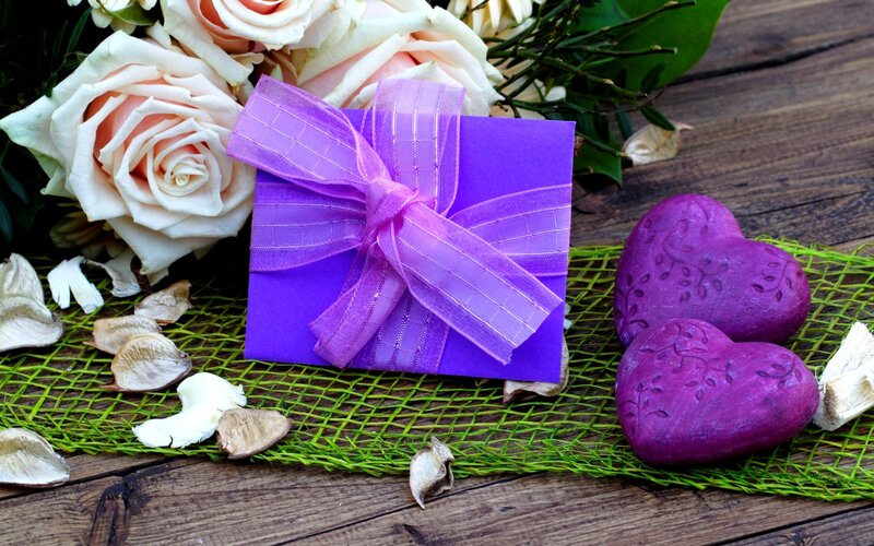 Purple Gift Box with Roses