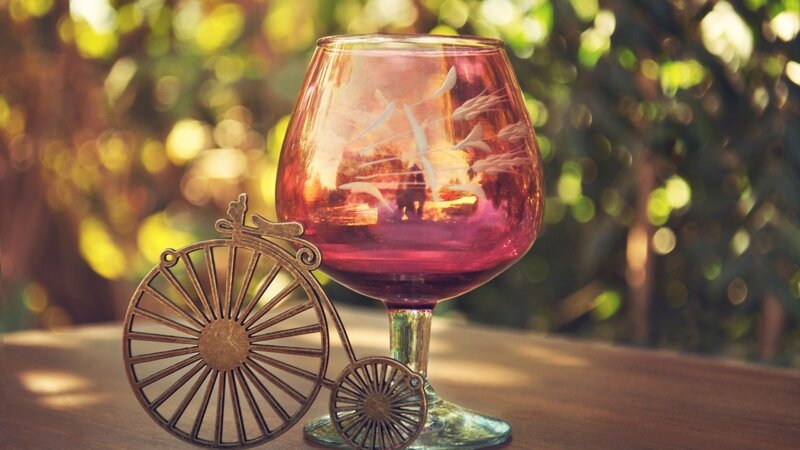 Purple Glass and Bicycle