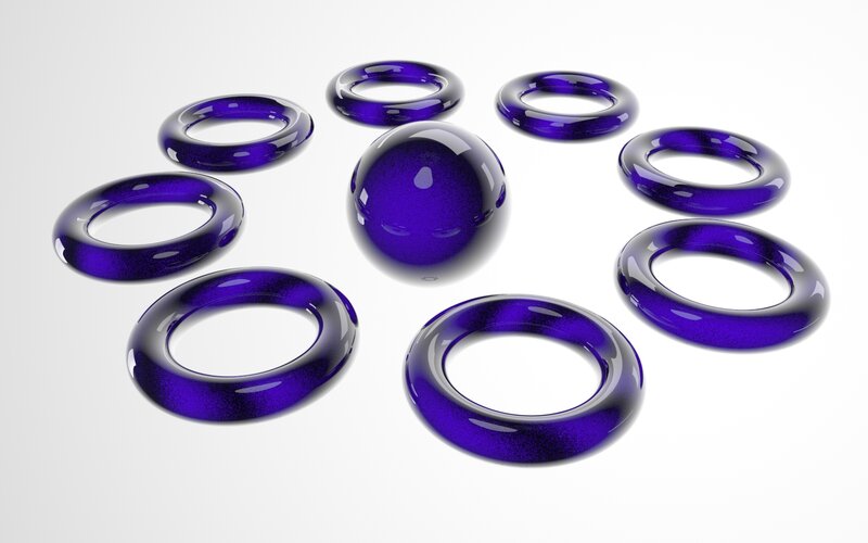 Purple Glass Rings and Sphere