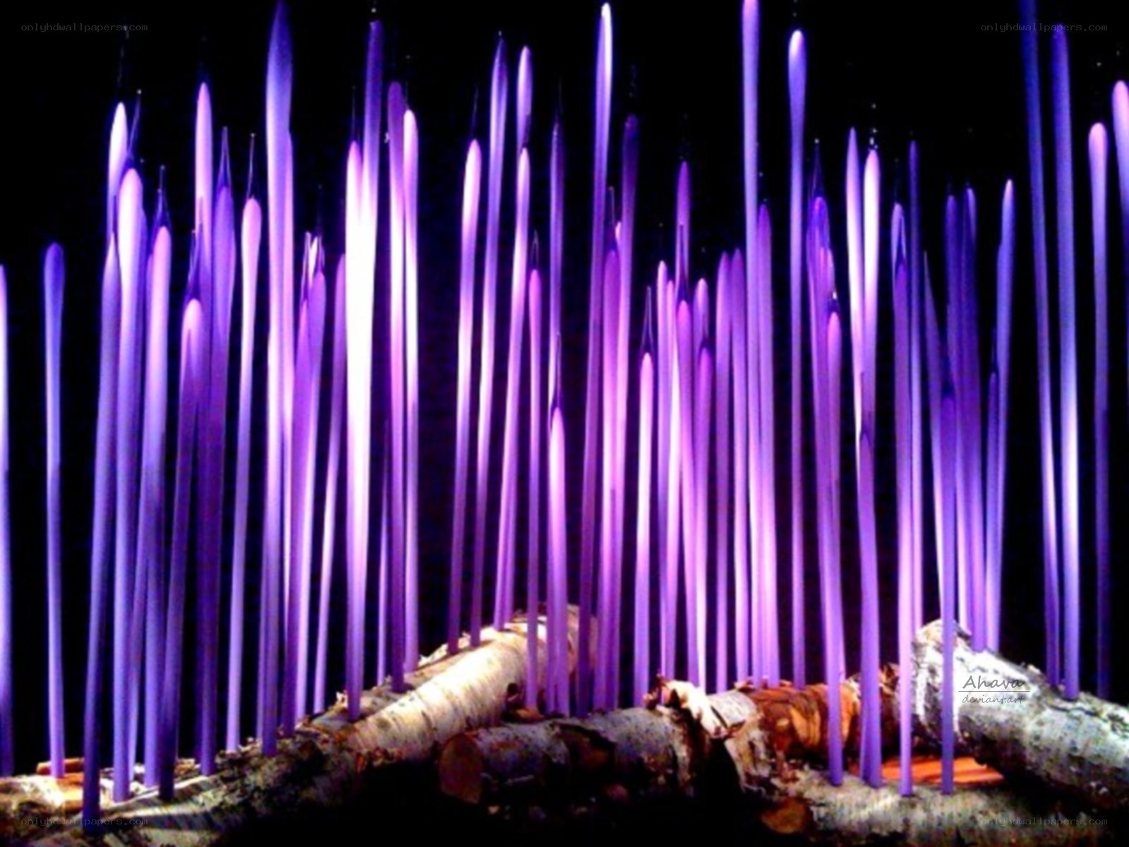 Purple glass sculpture installation