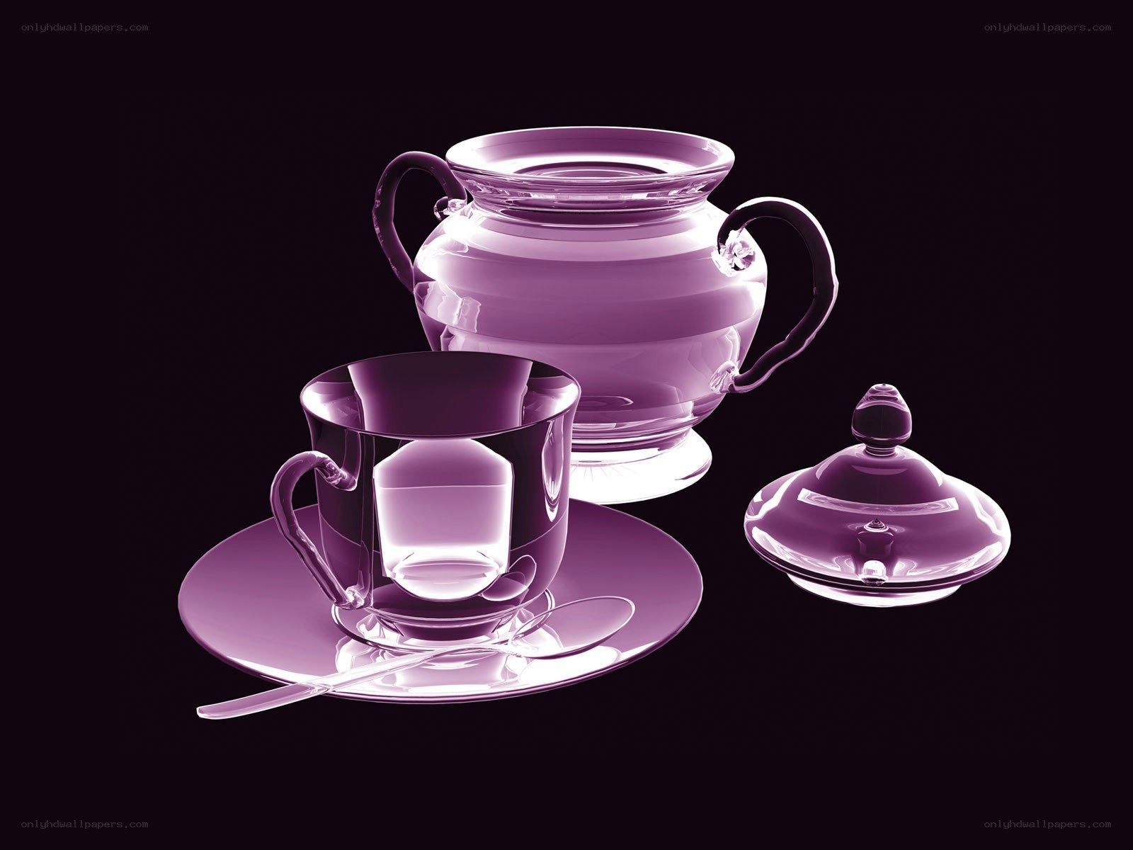 purple glass tea set