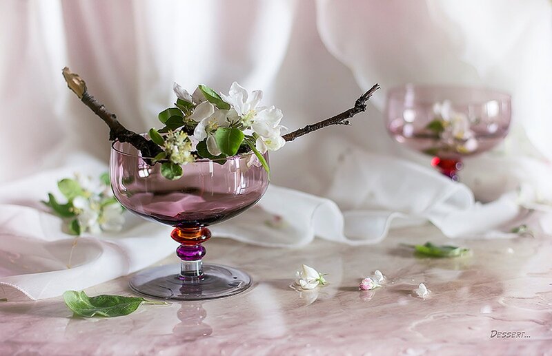 Purple Glass with Flowers