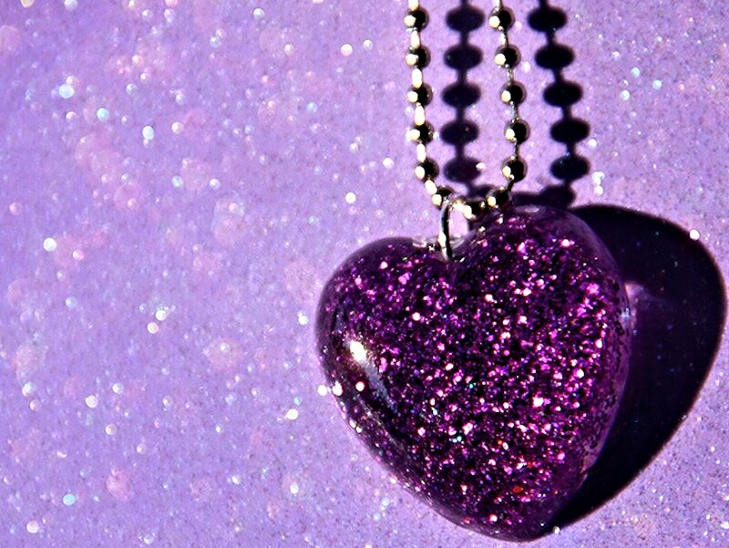 Purple Glitter Heart Pendant