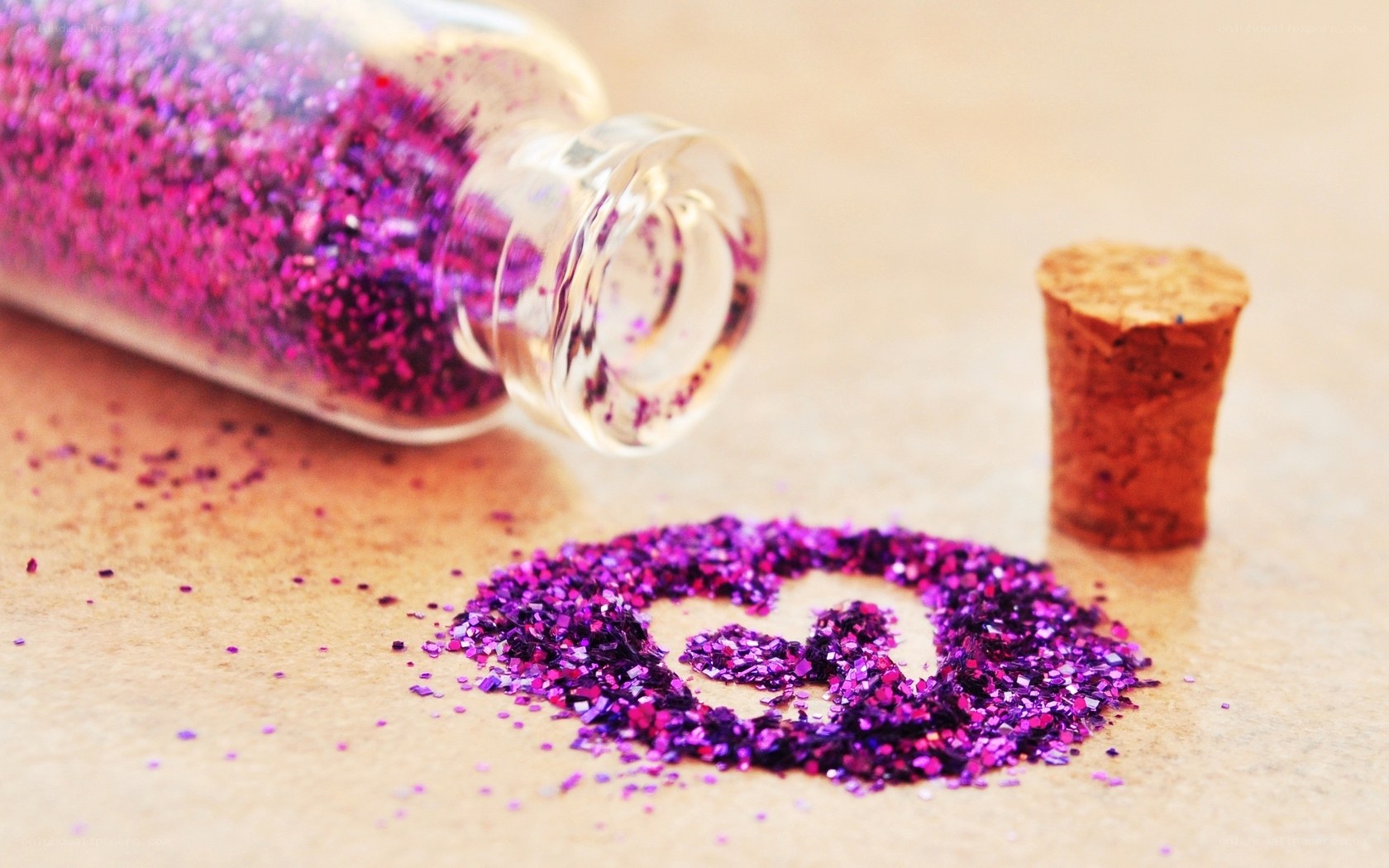 Purple glitter heart shape