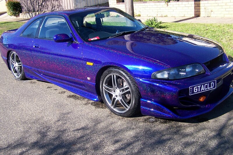 purple glitter sports car