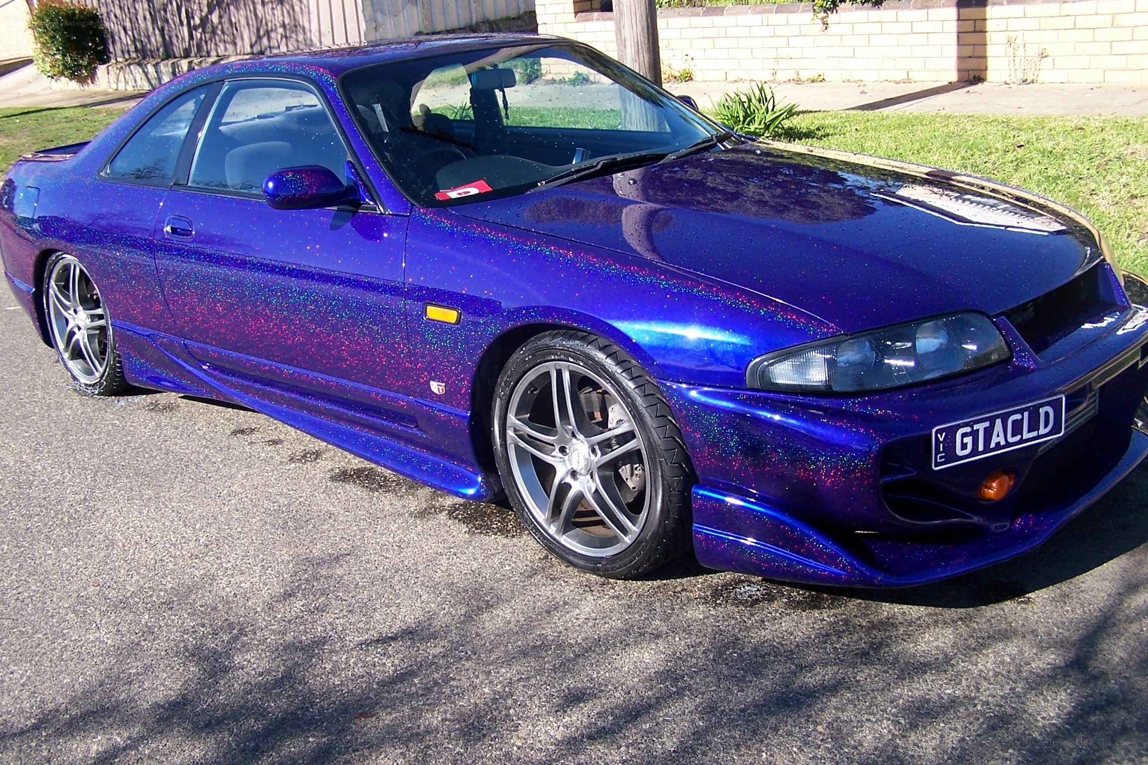 purple glitter sports car