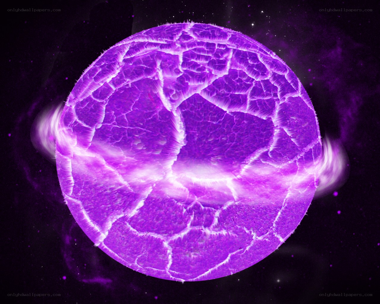 purple glowing cracked sphere