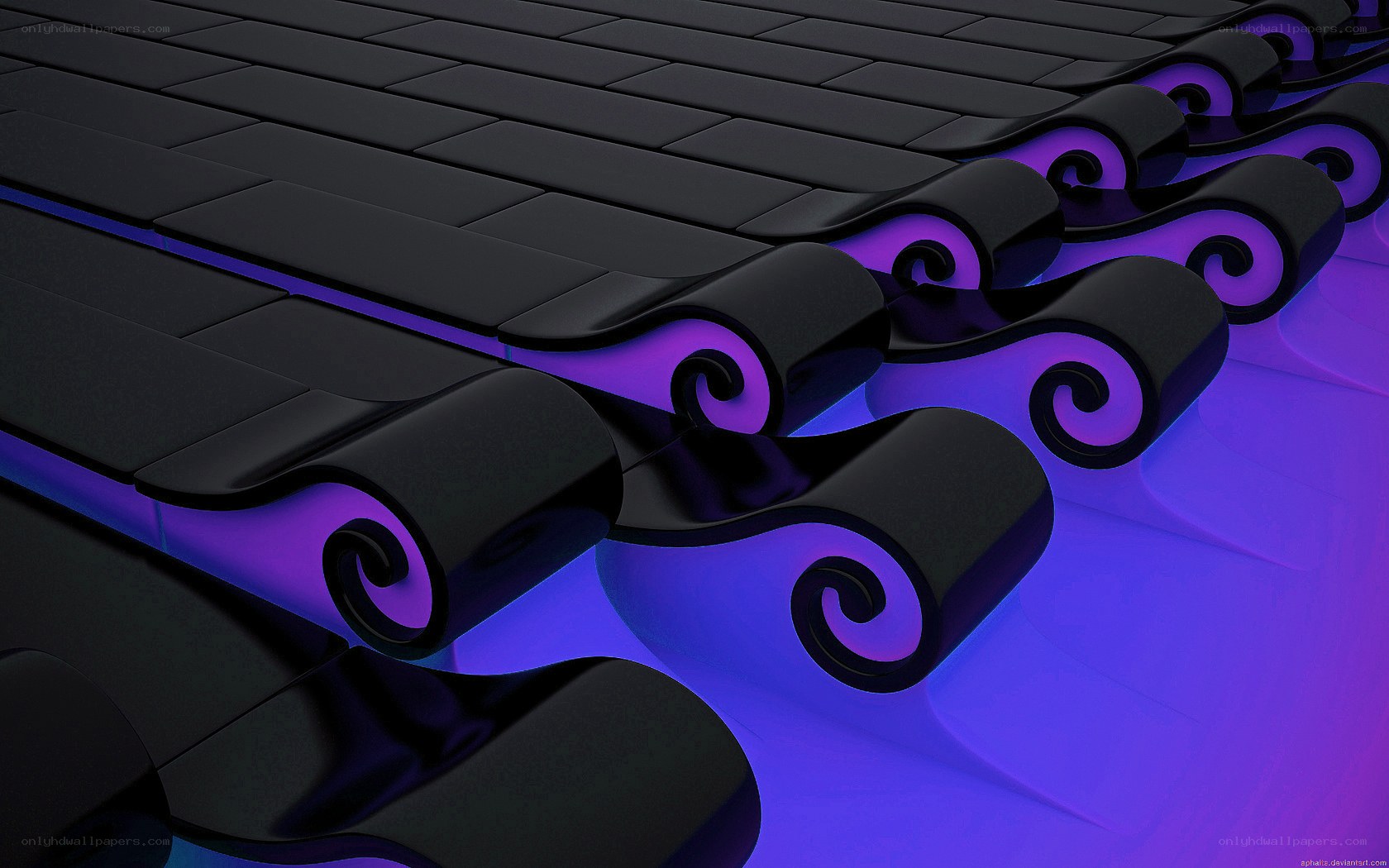 purple glowing swirls on black