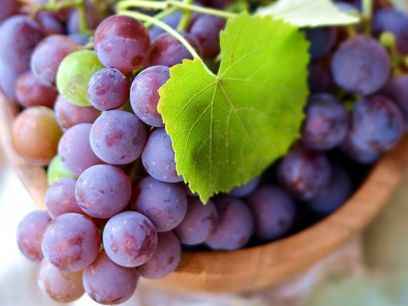 Purple Grapes in Bowl