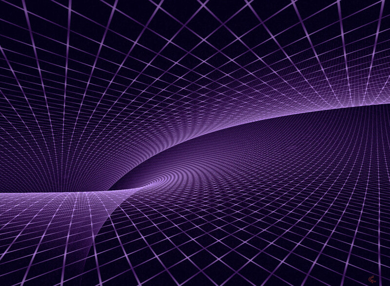 Purple Grid Tunnel — Abstract, Digital Art