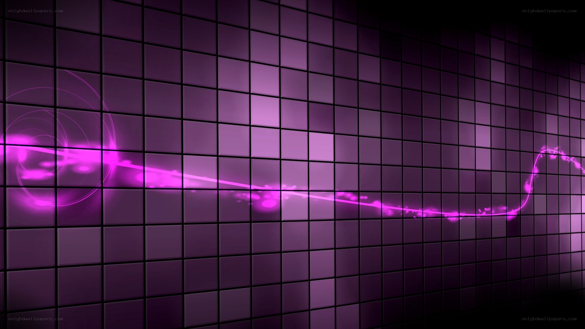 purple grid with glowing line