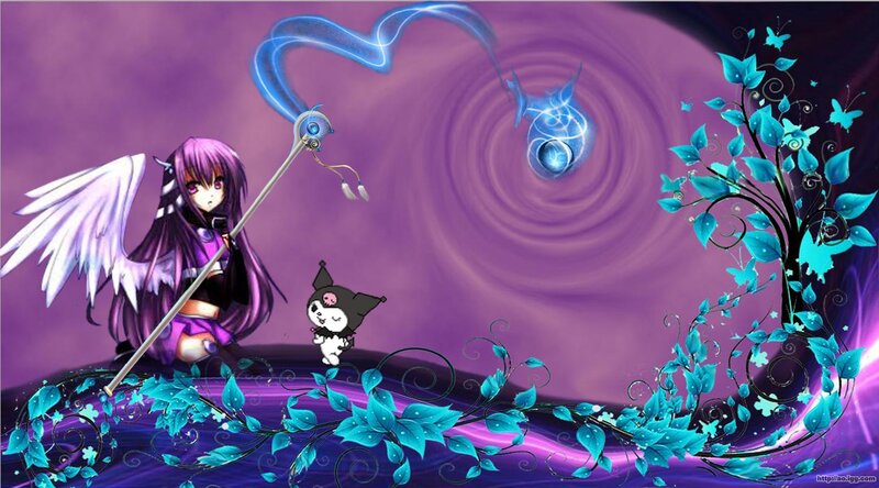 Purple-haired Angel with Staff