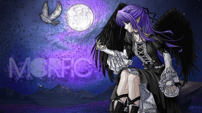 Purple-haired Angel with Wings — Purple, Dramatic