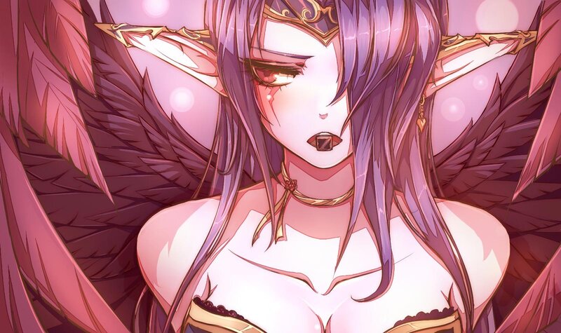 Purple-haired Angel Woman — Pink