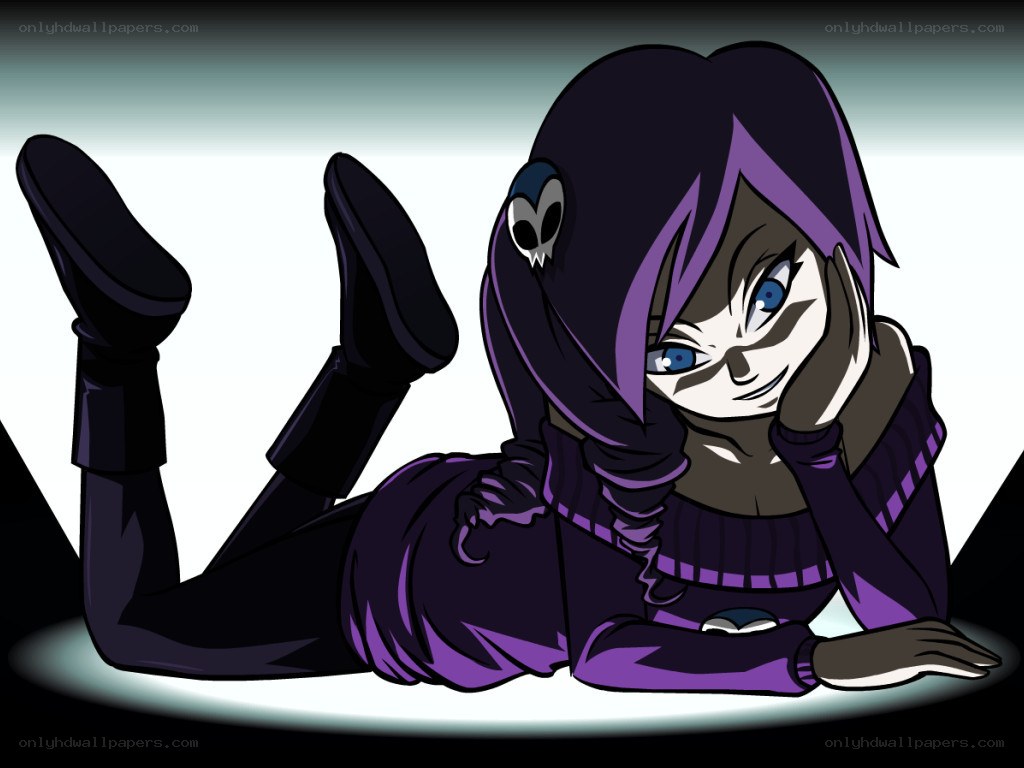 purple-haired anime character