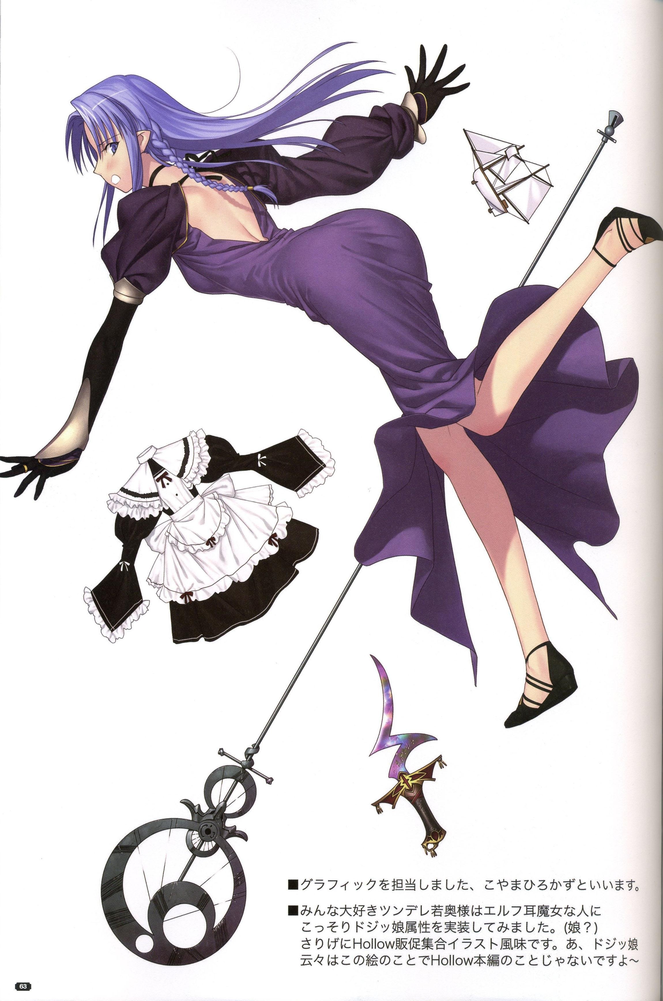 Purple-haired anime character concept art
