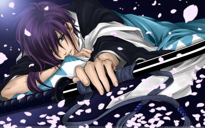 Purple-haired Anime Character — Purple, Dramatic, Night, Sword