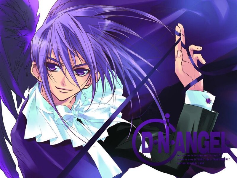 Purple-haired Anime Character — Purple, Dramatic, Wings