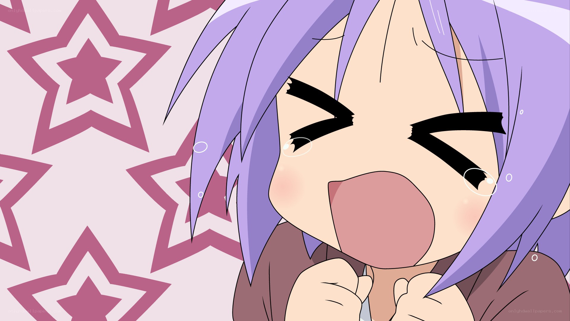 purple-haired anime character screaming