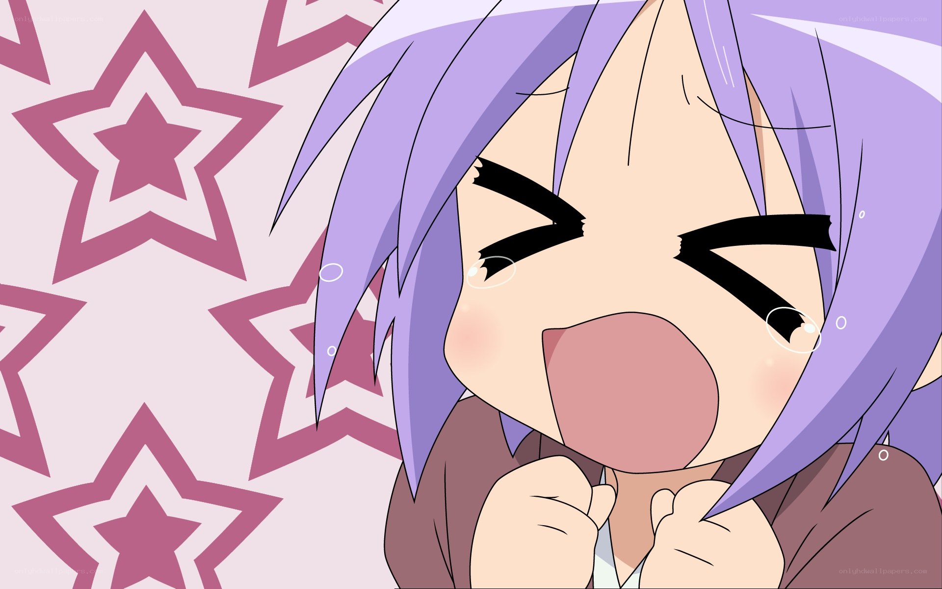 purple-haired anime character screaming