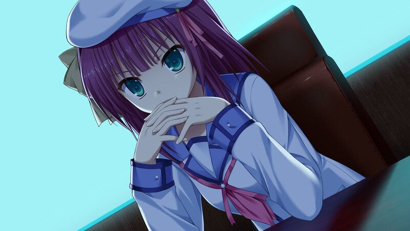 Purple-haired Anime Girl — Blue, Calm, Hat