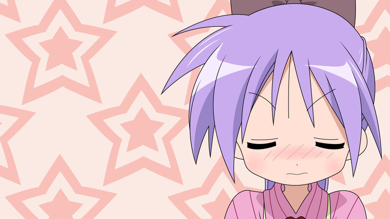 purple-haired anime girl blushing