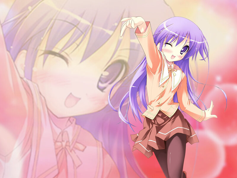 purple-haired anime girl dancing