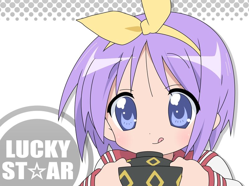 purple-haired anime girl drinking