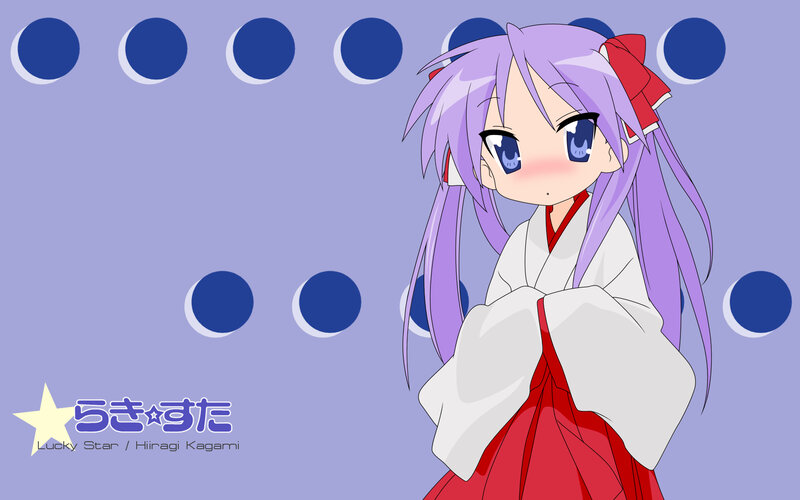 Purple-haired anime girl in kimono