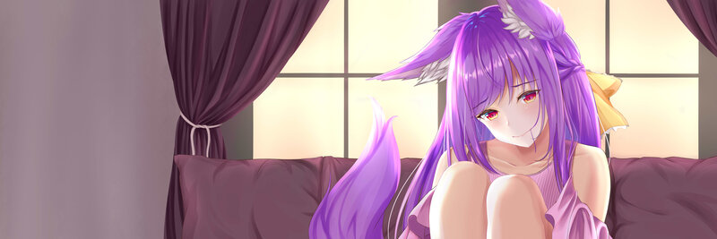 Purple-haired Anime Girl — Purple, Calm, Afternoon, Sofa