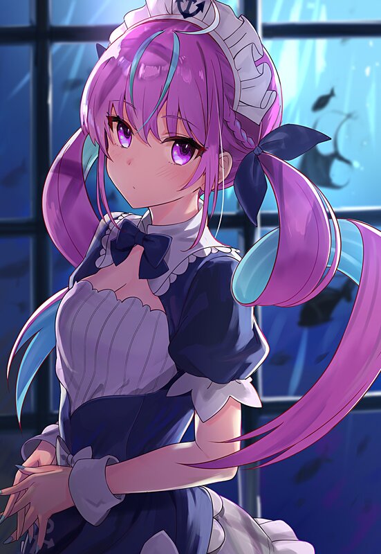Purple-haired Anime Girl — Purple, Calm, Maid Outfit