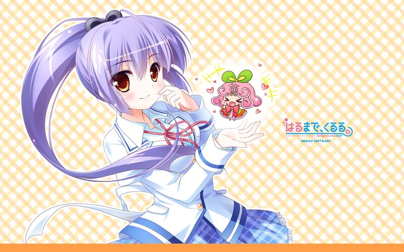 Purple-haired Anime Girl — Purple, Cheerful, Spring