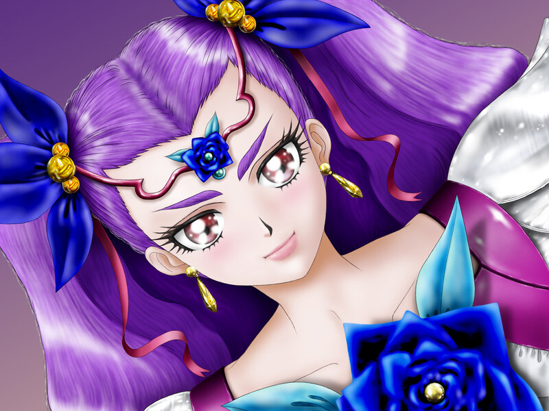 Purple-haired Anime Girl — Purple, Dramatic, Blue Rose