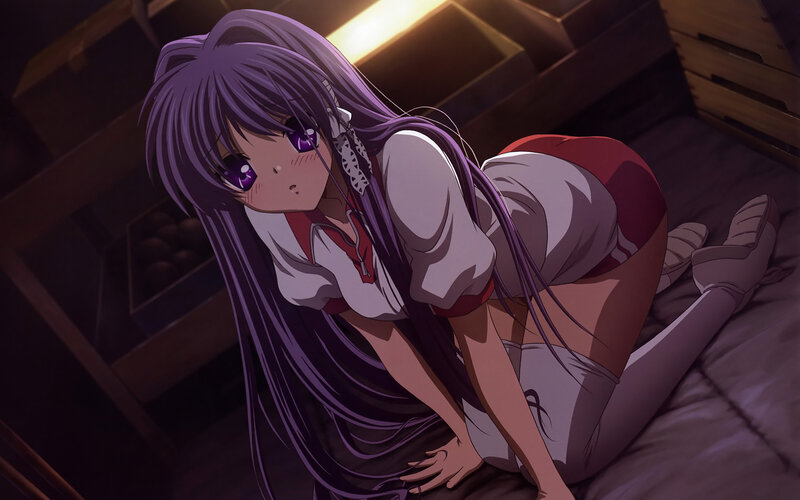 Purple-haired Anime Girl — Purple, Dramatic, Night, Bed