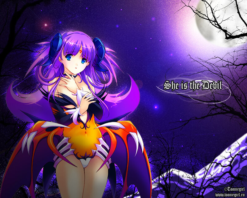 Purple-haired Anime Girl — Purple, Dramatic, Night