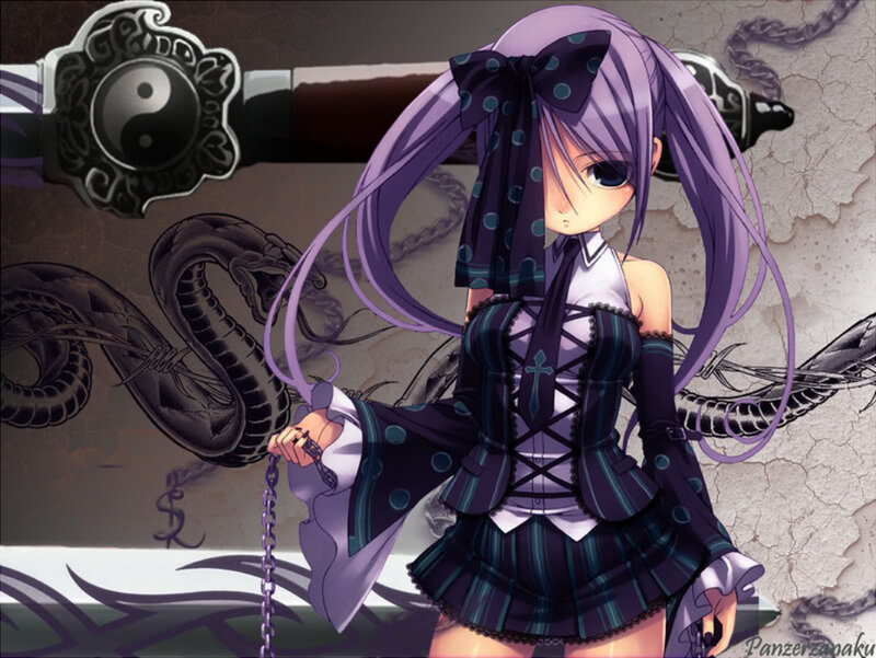 Purple-haired Anime Girl — Purple, Dramatic, Sword