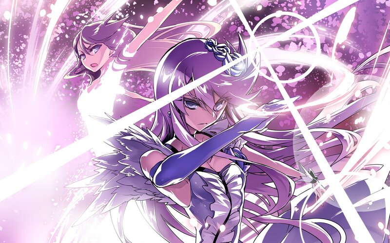 Purple-haired Anime Girl — Purple, Dramatic, Wings, Sword