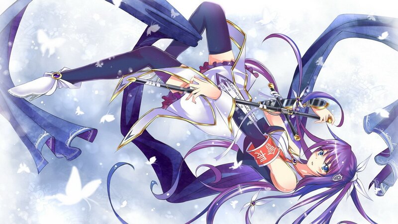Purple-haired Anime Girl — Purple, Dynamic, Sword