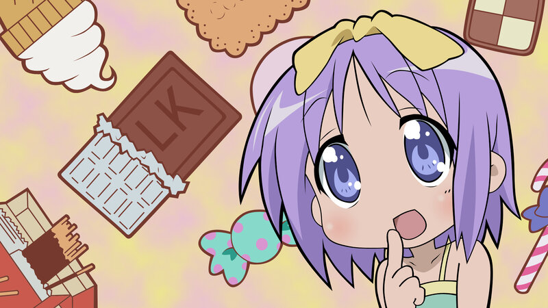 Purple-haired Anime Girl — Purple, Playful, Chocolate Bar