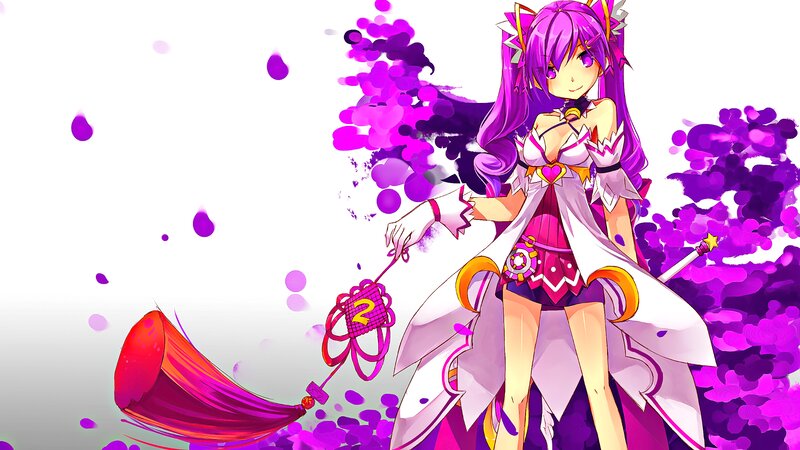 Purple-haired Anime Girl — Purple, Playful, Digital Art