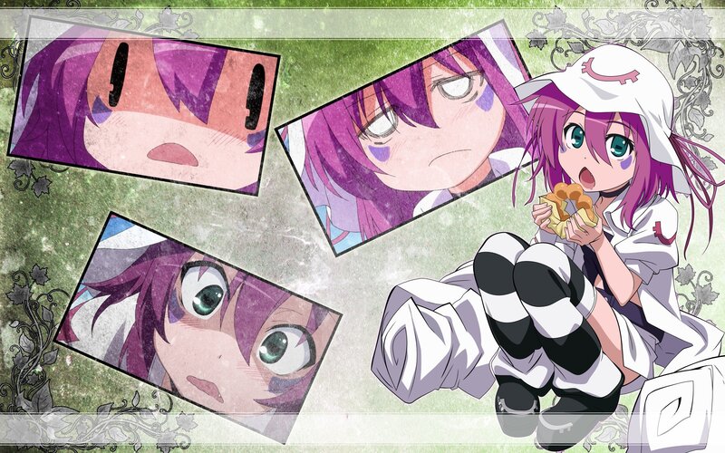 Purple-haired Anime Girl — Purple, Playful, Donut