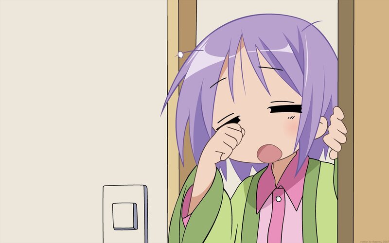 Purple-haired Anime Girl — Purple, Playful, Door