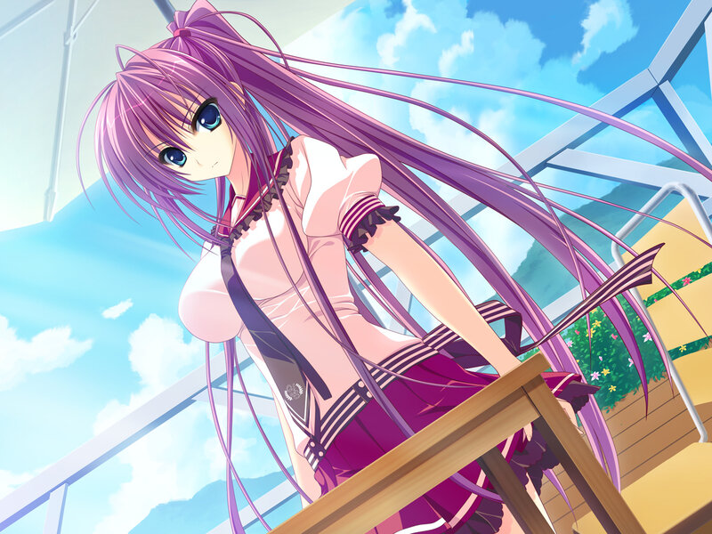 Purple-haired Anime Girl — Purple, Serene, Afternoon