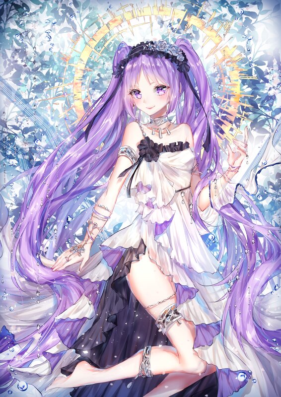 Purple-haired Anime Girl — Purple, Serene, Digital Art
