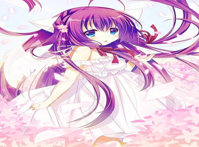 Purple-haired Anime Girl — Purple, Serene, Spring