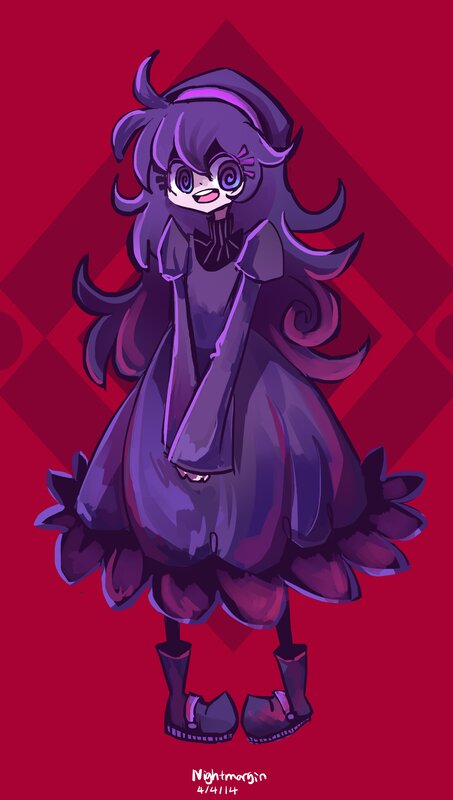 Purple-haired Anime Girl — Red, Dramatic