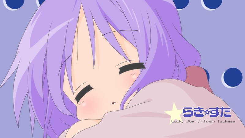 purple-haired anime girl sleeping