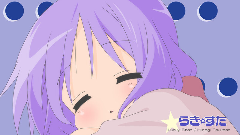 purple-haired anime girl sleeping