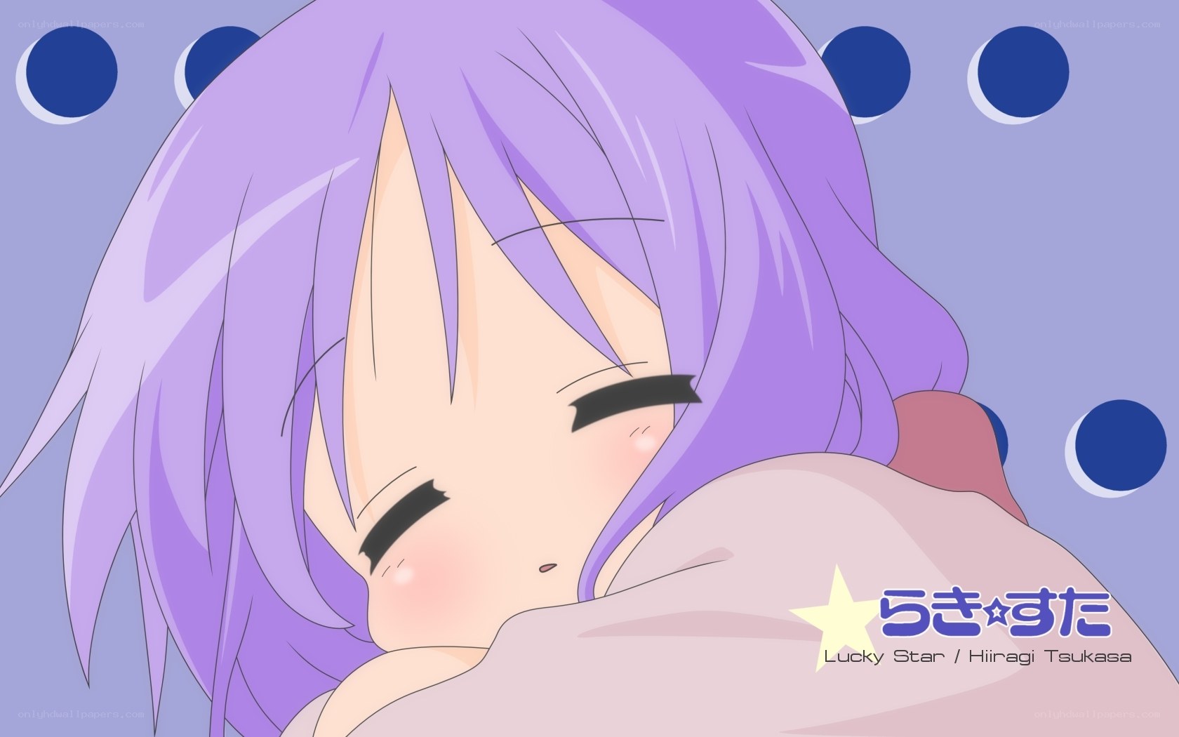 purple-haired anime girl sleeping