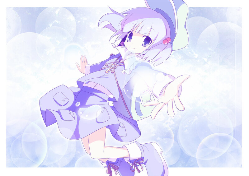 purple-haired anime girl with bubbles